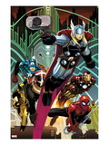 Avengers 5 Cover: Thor, Captain America, Spider-Man, Iron Man, and Wolverine Flying Kunstdrucke von John Romita Jr.