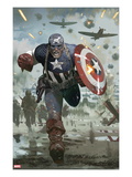Captain America 615 Cover: Captain America Running with his Shield Prints by Daniel Acuna