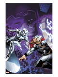 The Mighty Thor 4 Cover: Silver Surfer and Thor Fighting Prints by Olivier Coipel