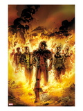 Chaos War: X-Men 1 Cover: Thunderbird and Banshee Walking in Flames Print by Carlo Pagulayan