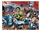 Incredible Hulks 614: A-Bomb, Hulk, Red She-Hulk, Valkyrie, Steve Rogers, She-Hulk, and Nova Posters by Barry Kitson