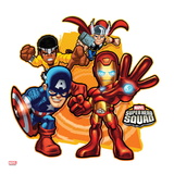 Marvel Super Hero Squad Badge: Iron Man, Captain America, Thor, and Luke Cage Posing Prints