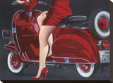 Woman in Red Stretched Canvas Print by Miguel Garigliano