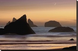 Moonset Stretched Canvas Print by Mike Jones