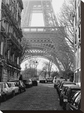 Street View of La Tour Eiffel Stretched Canvas Print by Clay Davidson
