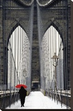 Brooklyn Bridge Meets Red Leinwand von Michael Cahill