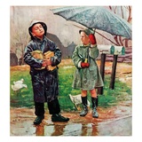 "Waiting for Bus in Rain,"April 1, 1948 Giclee Print by Austin Briggs