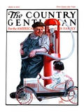 "Pedal Car at Gas Pump," Country Gentleman Cover, June 9, 1923 Giclee Print by F. Lowenheim