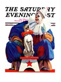 "Circus Clown and Pooch," Saturday Evening Post Cover, June 3, 1939 Giclee Print by John Sheridan