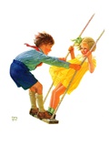 "Children on Swing,"June 22, 1935 Giclee Print by Eugene Iverd