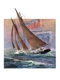 "Yacht and Steamship,"January 23, 1932 Giclee Print by Anton Otto Fischer