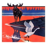 "Moose and White Goose,"March 23, 1935 Giclee Print by Jacob Bates Abbott