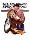 "Decorating His Bike," Saturday Evening Post Cover, March 20, 1937 Giclee Print by Douglas Crockwell