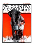 "Watering the Elephant," Country Gentleman Cover, July 14, 1923 Giclee Print by F. Lowenheim