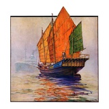 "Chinese Junk,"May 30, 1931 Giclee Print by Anton Otto Fischer