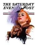 "Woman and Pekingese," Saturday Evening Post Cover, March 13, 1937 Giclee Print by Tom Webb