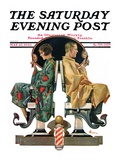 "Couple in Barber Chairs," Saturday Evening Post Cover, May 10, 1930 Giclee Print by Elbert Mcgran Jackson