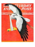 "New Born Automobile," Saturday Evening Post Cover, November 12, 1938 Giclee Print by John Sheridan