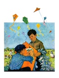 "Patching a Kite,"September 15, 1928 Giclee Print by Eugene Iverd