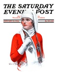 "Woman and Ice Scates," Saturday Evening Post Cover, January 26, 1924 Giclee Print by Charles A. MacLellan