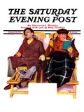 "Two Men in Deck Chairs," Saturday Evening Post Cover, January 16, 1937 Giclee Print by Leslie Thrasher