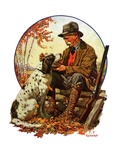 "Hunter and Spaniel,"November 3, 1928 Giclee Print by J.F. Kernan