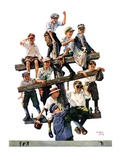 "Baseball Fans,"October 1, 1927 Giclee Print by Eugene Iverd