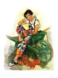 "Woman in Wheelbarrow,"June 20, 1931 Giclee Print by Ellen Pyle