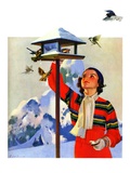 "Feeding the Birds,"February 1, 1936 Giclee Print by Jack Murray