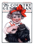 "Little Girl Brushing Dog," Country Gentleman Cover, July 7, 1923 Giclee Print by E.M. Wireman