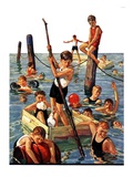 "Crowd of Boys Swimming,"July 28, 1928 Giclee Print by Eugene Iverd