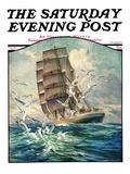 "Storm at Sea," Saturday Evening Post Cover, October 31, 1931 Giclee Print by Anton Otto Fischer