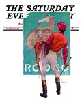 "Jockey Looks at Poster," Saturday Evening Post Cover, May 8, 1937 Giclee Print by John Sheridan
