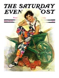 "Woman in Wheelbarrow," Saturday Evening Post Cover, June 20, 1931 Giclee Print by Ellen Pyle
