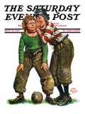 "Football Huddle," Saturday Evening Post Cover, November 12, 1927 Reproduction procédé giclée par Alan Foster