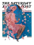"Woman on Floral Swing," Saturday Evening Post Cover, May 19, 1928 Reproduction procédé giclée par Elbert Mcgran Jackson