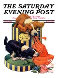 "Dogs Eating Hat," Saturday Evening Post Cover, July 14, 1928 Giclee Print by Robert L. Dickey