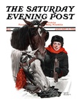 "Boy Watering Horses," Saturday Evening Post Cover, January 12, 1924 Giclee Print by Leslie Thrasher