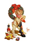 "Christmas Stocking Joy,"December 24, 1938 Giclee Print by J.C. Leyendecker
