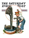 "Watering the Elephant," Saturday Evening Post Cover, July 16, 1927 Reproduction procédé giclée par Alan Foster