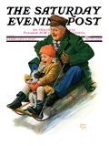 "Sledding with Grandpa," Saturday Evening Post Cover, February 8, 1930 Reproduction procédé giclée par Alan Foster