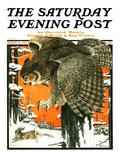 "Owl and Rabbit," Saturday Evening Post Cover, March 14, 1925 Giclee Print by Paul Bransom