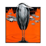 "Crane and Lilly Pads,"May 3, 1924 Giclee Print by Paul Bransom