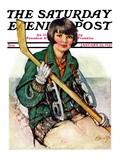 "Girl Hockey Player," Saturday Evening Post Cover, January 22, 1927 Giclee Print by Ellen Pyle