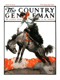 "Woman on Bucking Bronco," Country Gentleman Cover, April 19, 1924 Giclee Print by Frank Hoffman