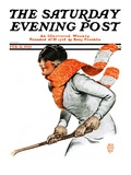 "Women's Ice Hockey," Saturday Evening Post Cover, February 21, 1925 Giclee Print by James Calvert Smith