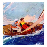 "Couple Sailing,"July 1, 1937 Giclee Print by R.J. Cavaliere