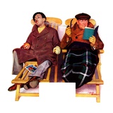 "Two Men in Deck Chairs,"January 16, 1937 Giclee Print by Leslie Thrasher