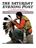 "Indian Headdress," Saturday Evening Post Cover, April 10, 1926 Giclee Print by Edgar Franklin Wittmack