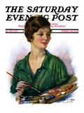 "Woman Artist and Her Palette," Saturday Evening Post Cover, April 28, 1928 Giclee Print by William Haskell Coffin